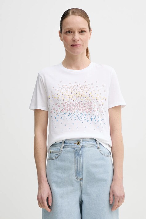Хлопковая футболка PS Paul Smith женская цвет белый W2R.G799.PP4954