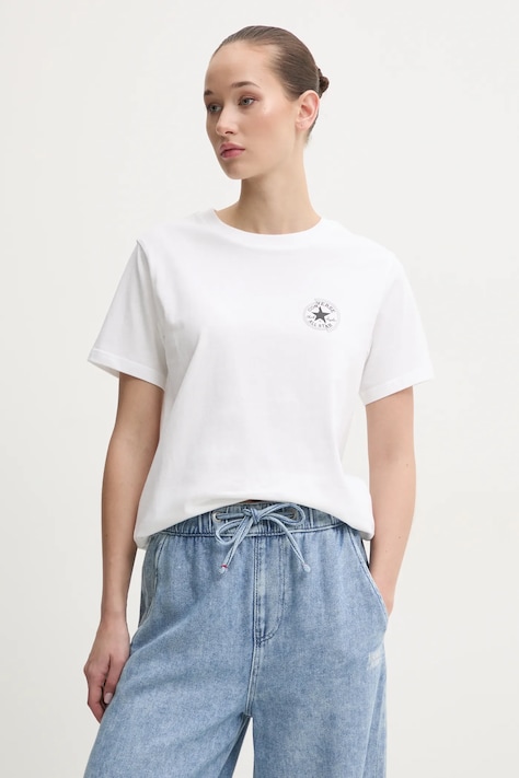 Converse t-shirt bawełniany damski kolor beżowy 10027570-A01