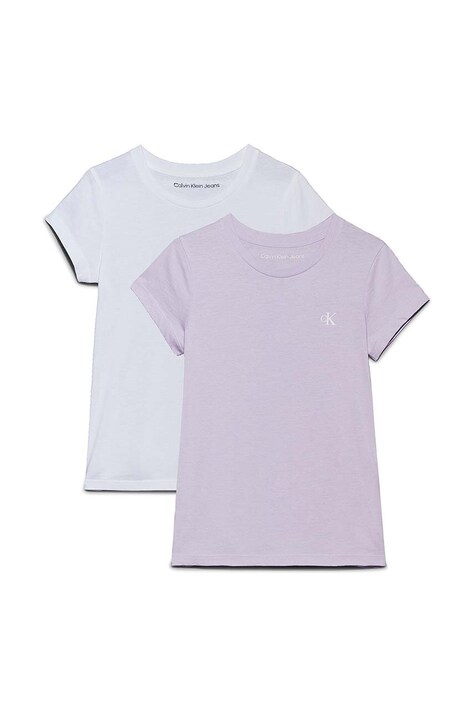 Детская хлопковая футболка Calvin Klein Jeans 2 шт цвет фиолетовый IG0IG01258