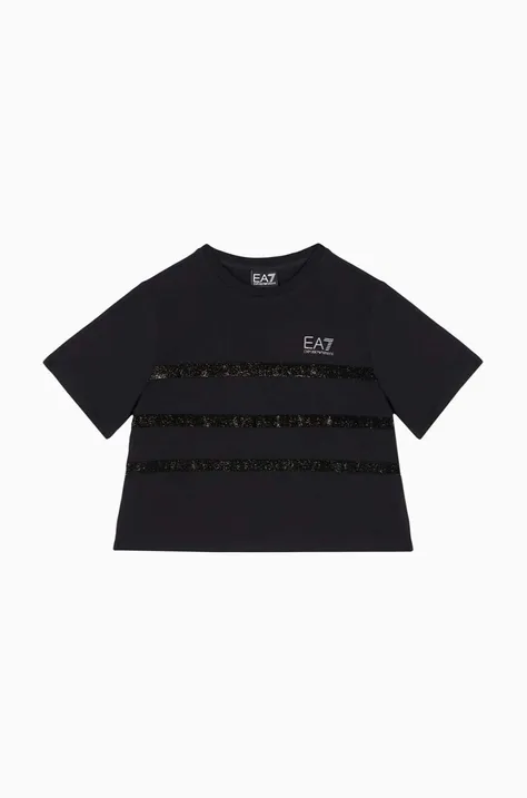 EA7 Emporio Armani t-shirt dziecięcy kolor czarny 6DFT09 FJDZZ