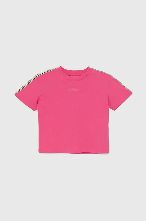Guess t-shirt bawełniany dziecięcy kolor różowy J3RI47 I3Z14