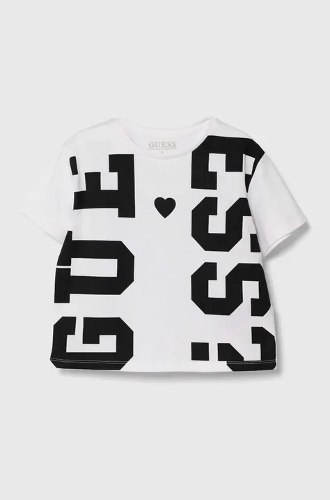 Детска памучна тениска Guess в бяло J4YI02 K8HM4