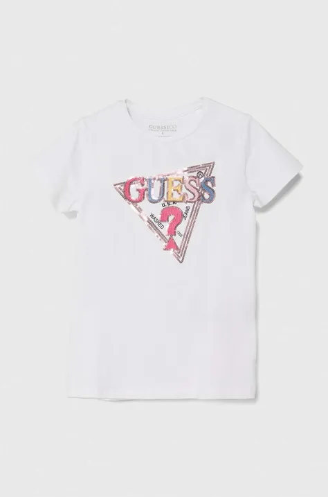 Παιδικό μπλουζάκι Guess χρώμα: άσπρο, J4YI04 K6YW4