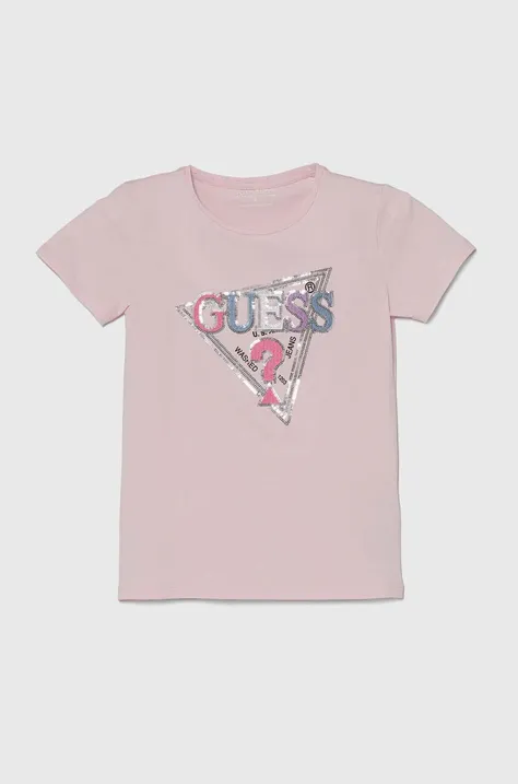 Παιδικό μπλουζάκι Guess χρώμα: ροζ, J4YI04 K6YW4