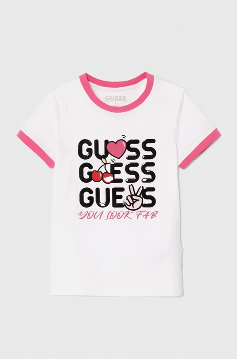 Παιδικό μπλουζάκι Guess χρώμα: άσπρο, J4YI08 K6YW4
