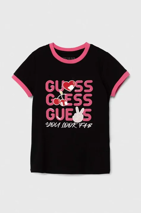 Παιδικό μπλουζάκι Guess χρώμα: μαύρο, J4YI08 K6YW4