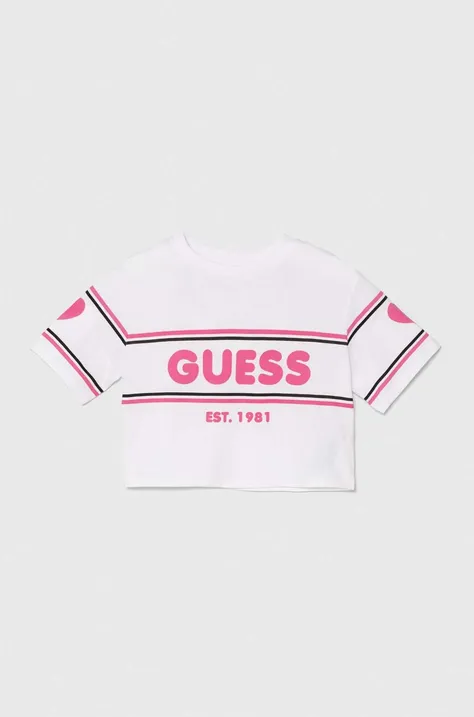 Памучна тениска Guess в бяло J4YI10 K8HM4