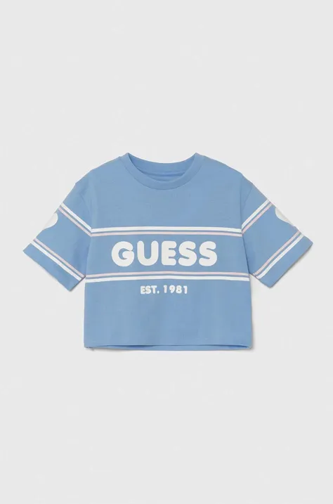 Памучна тениска Guess в синьо J4YI10 K8HM4