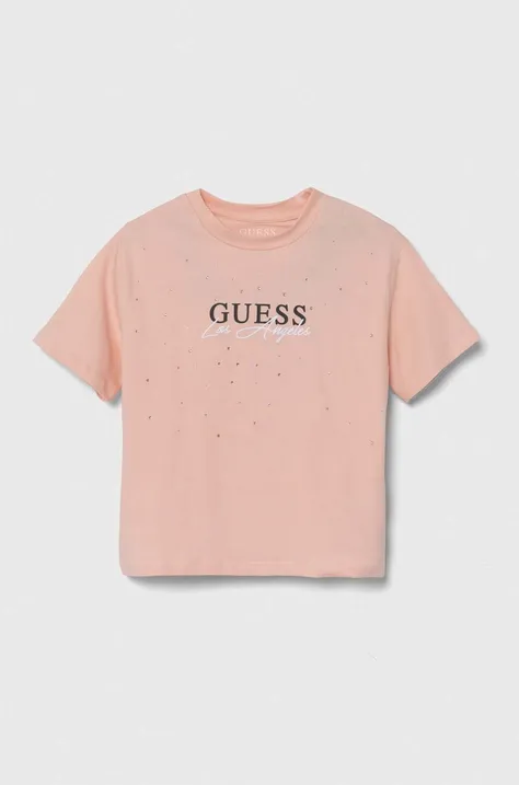 Παιδικό μπλουζάκι Guess χρώμα: ροζ, J4YI27 K6YW4