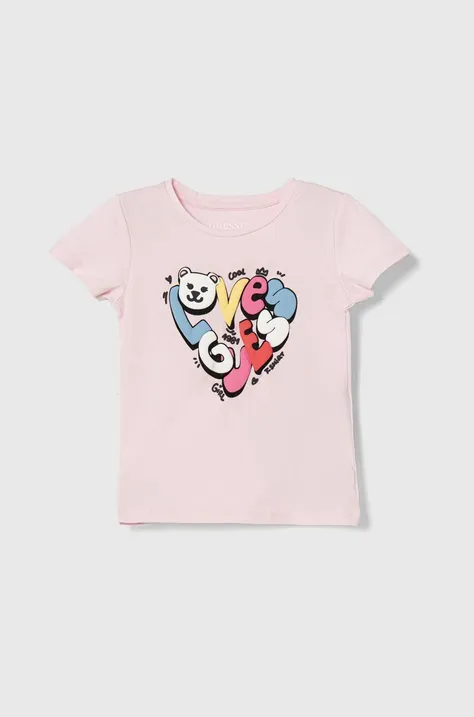 Guess t-shirt dziecięcy kolor różowy K4YI01 K6YW4