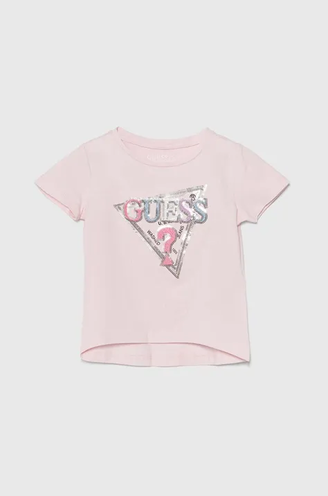 Παιδικό μπλουζάκι Guess χρώμα: ροζ, K4YI10 K6YW4