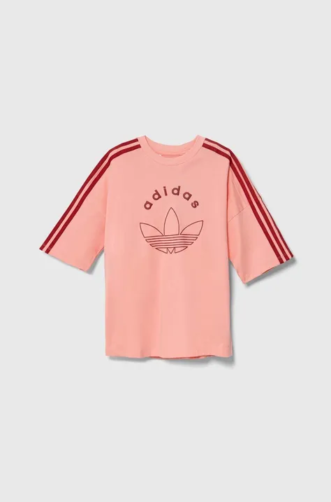 Otroška bombažna kratka majica adidas Originals TEE roza barva, IY9544