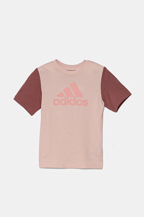 Детская хлопковая футболка adidas J BL CB T цвет розовый IV7306