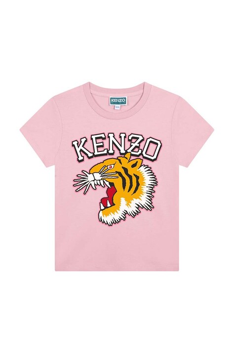 Παιδικό βαμβακερό μπλουζάκι Kenzo Kids χρώμα: ροζ, K60765