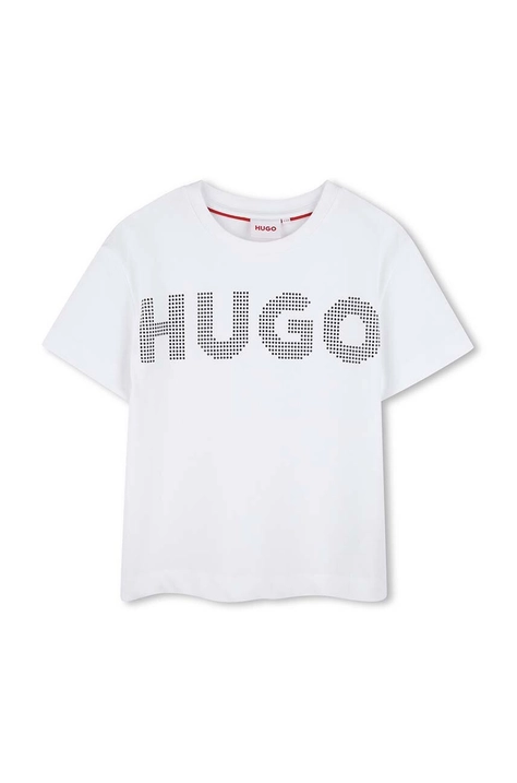 HUGO t-shirt bawełniany dziecięcy kolor biały G00204