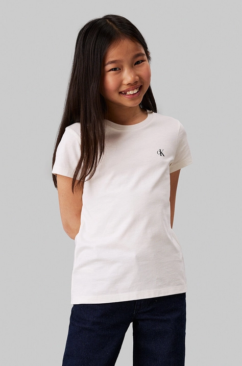 Calvin Klein Jeans t-shirt in cotone per bambini pacco da 2 colore beige IG0IG02741