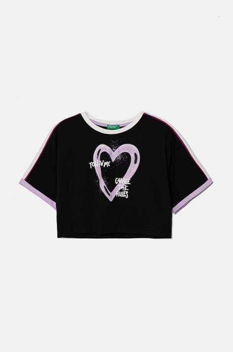 United Colors of Benetton T-shirt bawełniany dziecięcy kolor czarny 3I1XC10JV