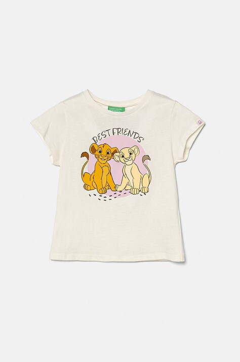 Детска памучна тениска United Colors of Benetton в бежово 3I1XG10GS