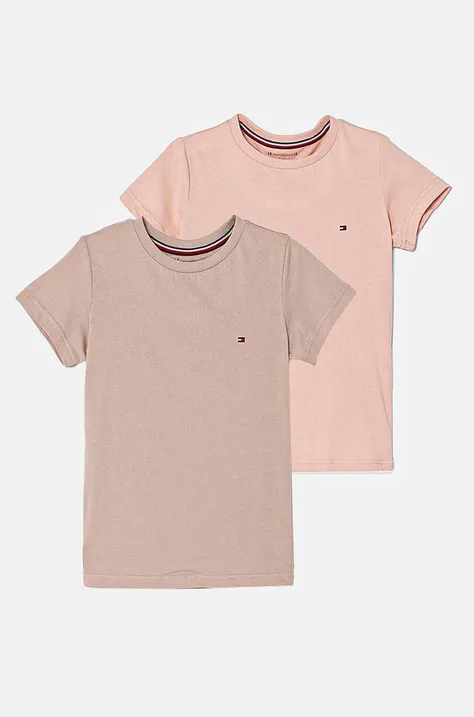 Μωρό βαμβακερό μπλουζάκι Tommy Hilfiger 2-pack χρώμα: ροζ, UG0UG00307