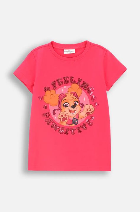 Coccodrillo t-shirt dziecięcy kolor różowy LICENCE GIRL DISNEY