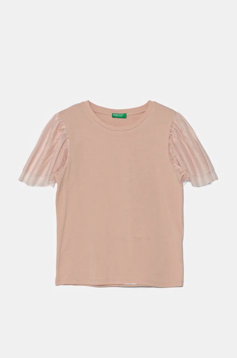 United Colors of Benetton t-shirt dziecięcy kolor różowy 3Q8DC10LW