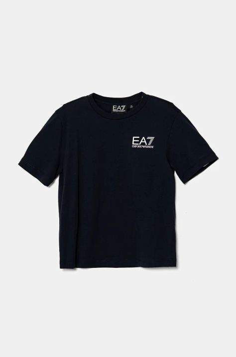 EA7 Emporio Armani t-shirt bawełniany dziecięcy kolor niebieski z nadrukiem 8NBT51 BJ02Z