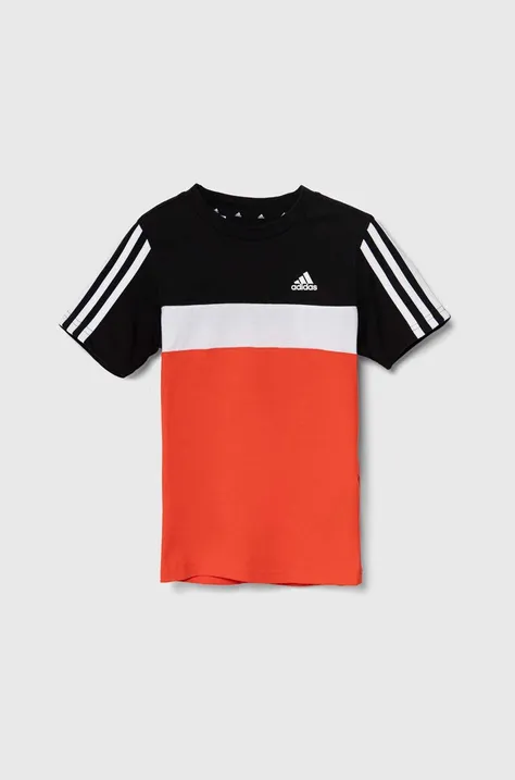 adidas t-shirt bawełniany dziecięcy LK 3S TIB T kolor czerwony wzorzysty IV7443
