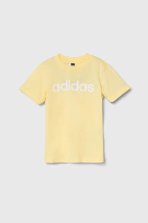 Παιδικό βαμβακερό μπλουζάκι adidas LK LIN CO TEE χρώμα: κίτρινο, IW0875