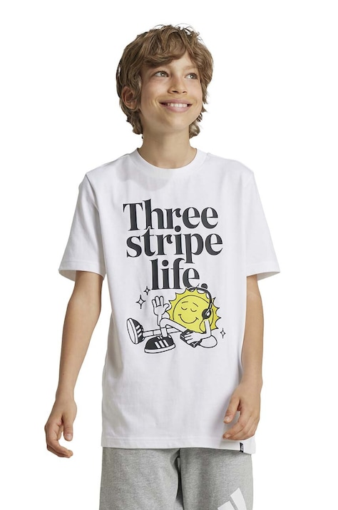 adidas tricou de bumbac pentru copii POS TABLE culoarea alb, cu imprimeu, IW2477