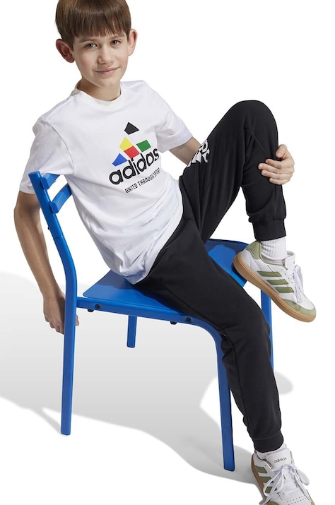Παιδικό βαμβακερό μπλουζάκι adidas TIRO NATIONS T χρώμα: άσπρο, IW8148