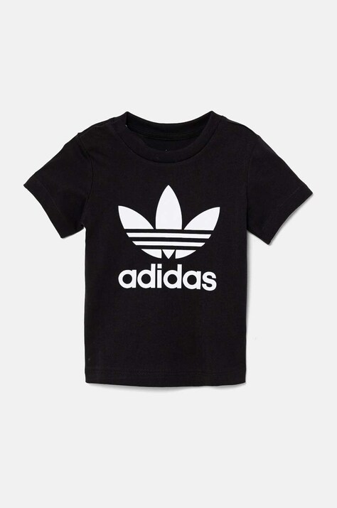 adidas Originals tricou de bumbac pentru copii TREFOIL TEE culoarea negru, cu imprimeu, IX5113