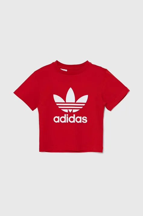 Дитяча бавовняна футболка adidas Originals TREFOIL TEE колір червоний з принтом IY2387