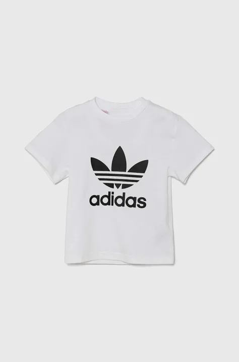 adidas Originals t-shirt bawełniany dziecięcy TREFOIL TEE kolor biały z nadrukiem JE0518