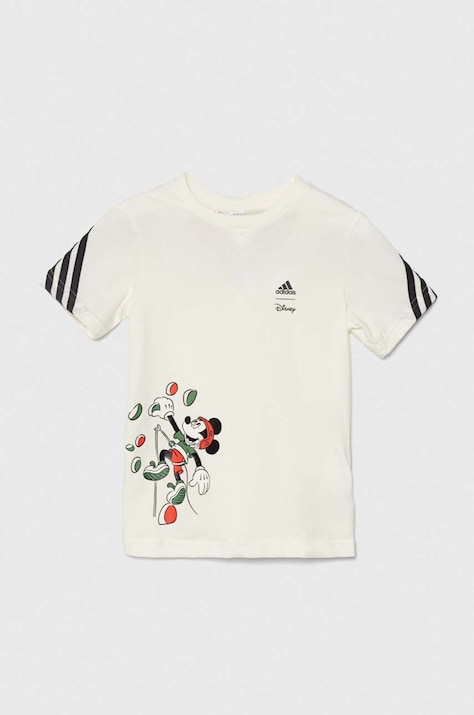 Παιδικό βαμβακερό μπλουζάκι adidas I DY MM T χρώμα: μπεζ, IW0661