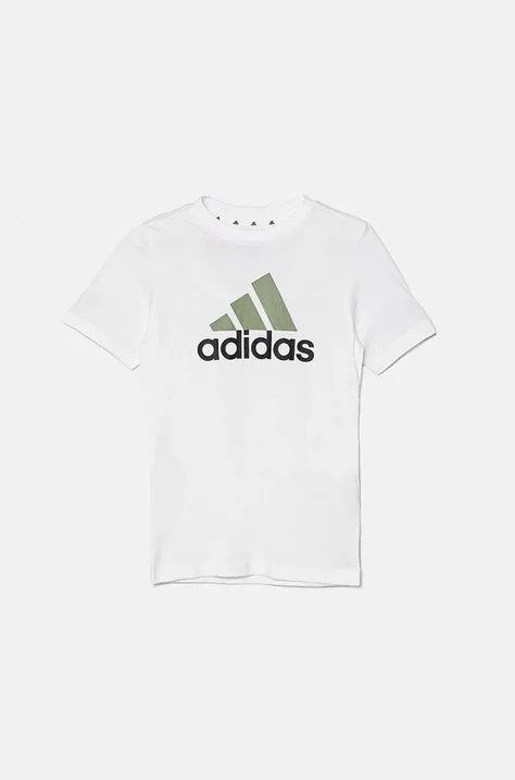 Дитяча бавовняна футболка adidas U BL 2 TEE колір білий з принтом IX9527