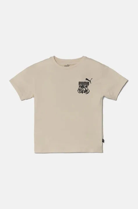 Puma t-shirt bawełniany dziecięcy ESS+ MID 90sphic Tee kolor beżowy 681874
