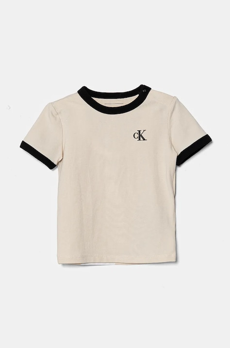 Футболка для младенцев Calvin Klein Jeans цвет бежевый однотонный IN0IN00282
