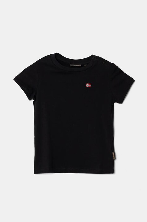 Napapijri t-shirt bawełniany dziecięcy SALIS SS 2 kolor czarny gładki NP0A4GEH0411