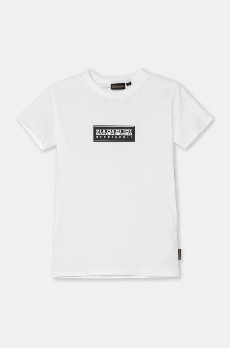 Napapijri t-shirt bawełniany dziecięcy S-CHAMOIS SS kolor biały z nadrukiem NP0A4HYL0021