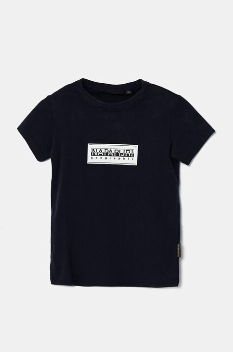 Napapijri tricou de bumbac pentru copii S-CHAMOIS SS culoarea albastru marin, cu imprimeu, NP0A4HYL1761