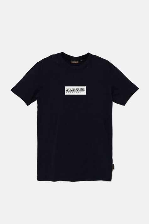 Napapijri tricou de bumbac pentru copii S-CHAMOIS SS culoarea albastru marin, cu imprimeu, NP0A4HYL1761