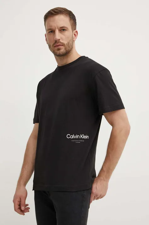 Хлопковая футболка Calvin Klein мужская цвет чёрный с принтом K10K113102