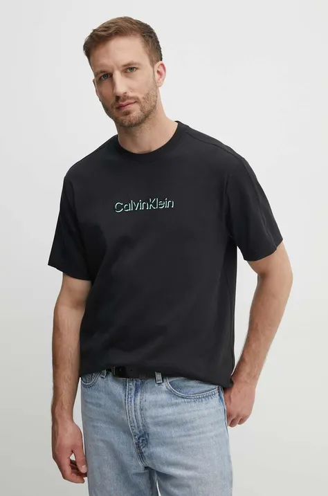 Бавовняна футболка Calvin Klein чоловіча колір чорний з аплікацією K10K113105