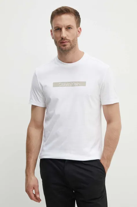 Бавовняна футболка Calvin Klein чоловіча колір білий з принтом K10K113110