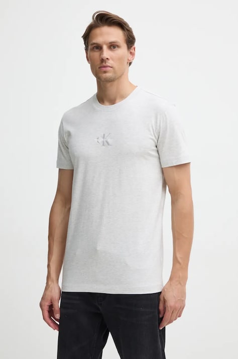 Calvin Klein Jeans tricou din bumbac barbati, culoarea gri, cu imprimeu, J30J325649