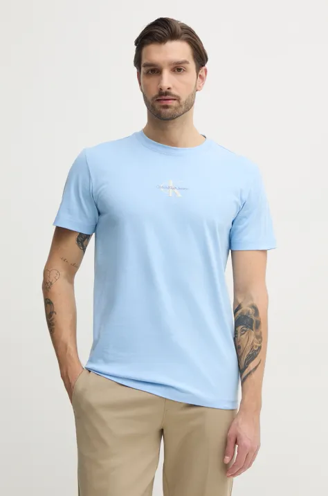 Calvin Klein Jeans t-shirt in cotone uomo colore blu con applicazione J30J325649