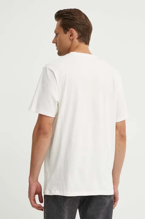 Bavlnené tričko Les Deux pánske, béžová farba, s nášivkou, LDM101173
