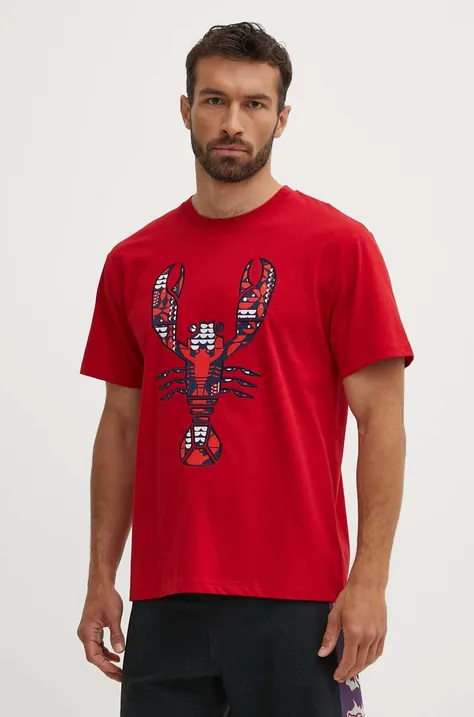Bombažna kratka majica Vilebrequin TARECK moška, rdeča barva, TRKAP331
