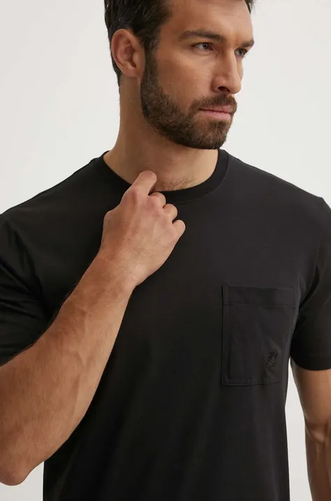 Vilebrequin tricou din bumbac TITAN barbati, culoarea negru, neted, TTNU0P00