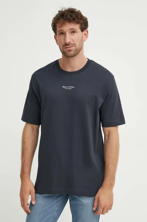 Бавовняна футболка Marc O'Polo чоловіча колір синій з принтом 426201251382